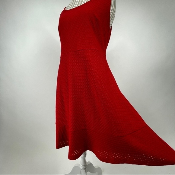 LOFT Eyelet Flounce Dress Red Cocktail Dress 10 - Picture 1 of 12